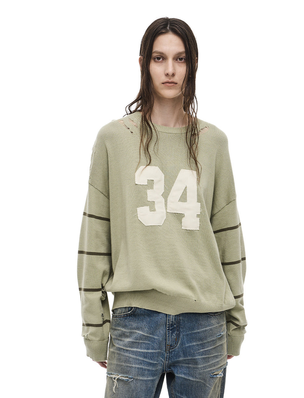 Patch-Embroidered Knit Pullover Sweater