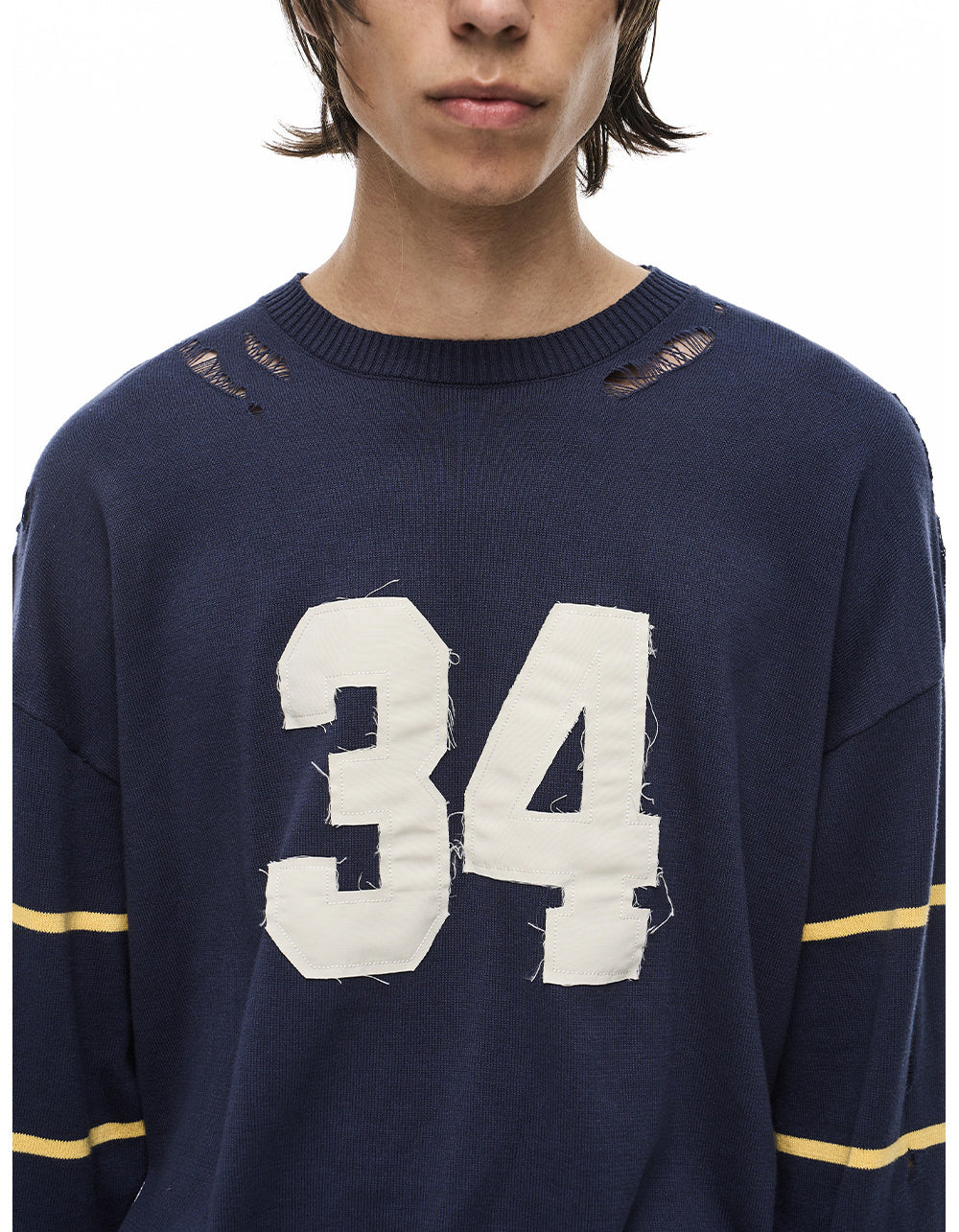 Patch-Embroidered Knit Pullover Sweater