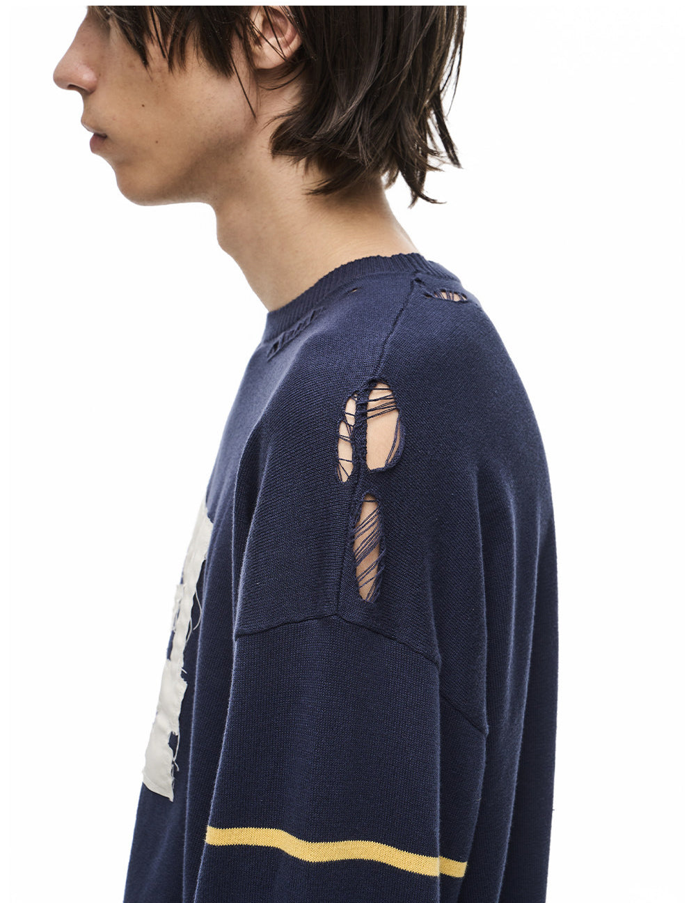 Patch-Embroidered Knit Pullover Sweater