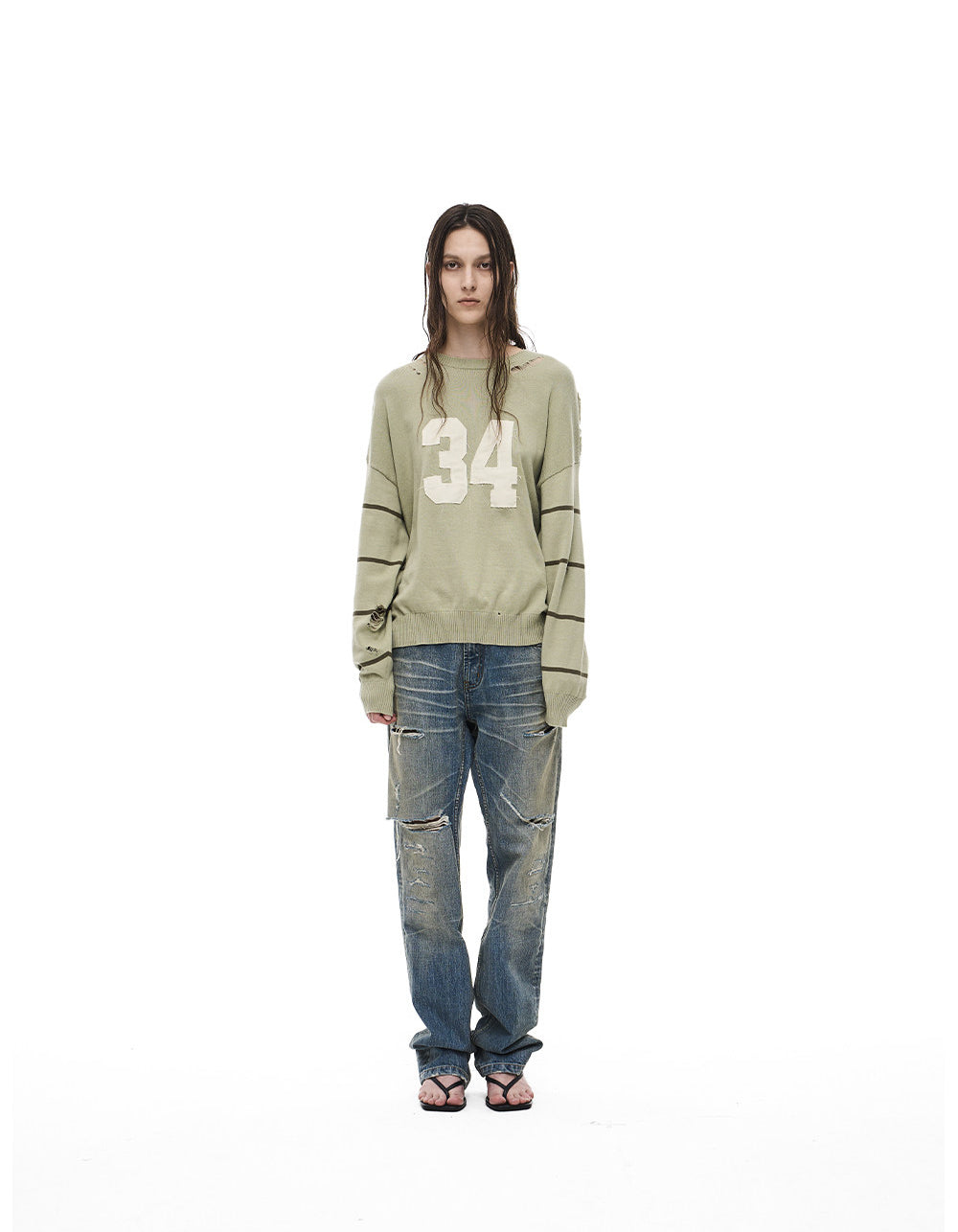 Patch-Embroidered Knit Pullover Sweater