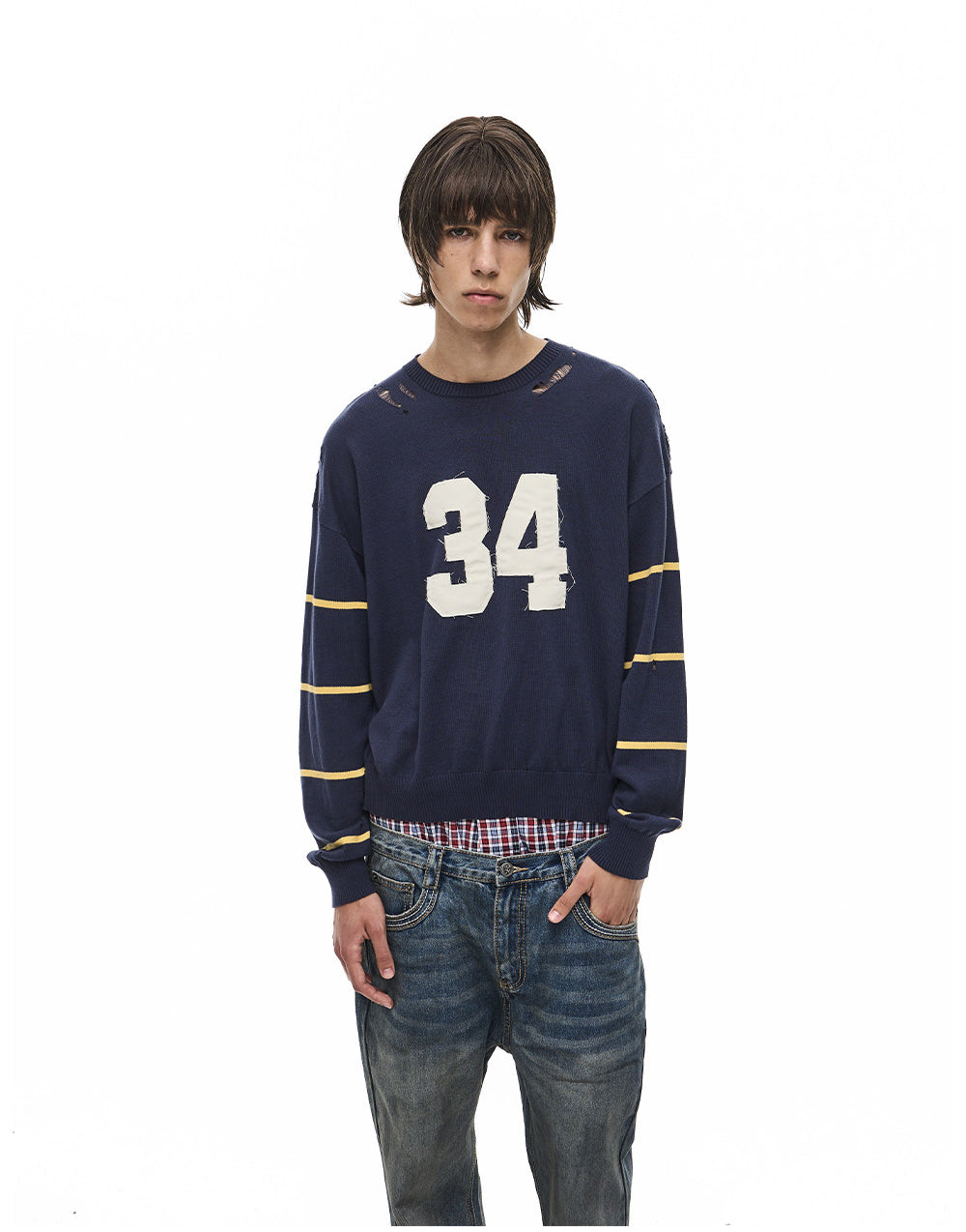 Patch-Embroidered Knit Pullover Sweater