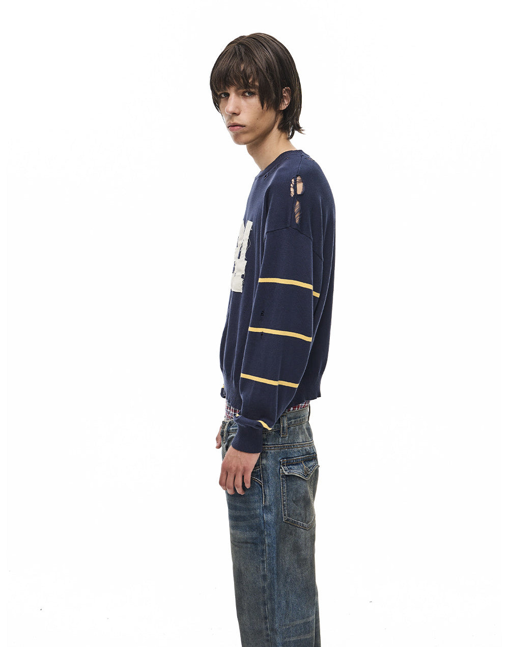 Patch-Embroidered Knit Pullover Sweater
