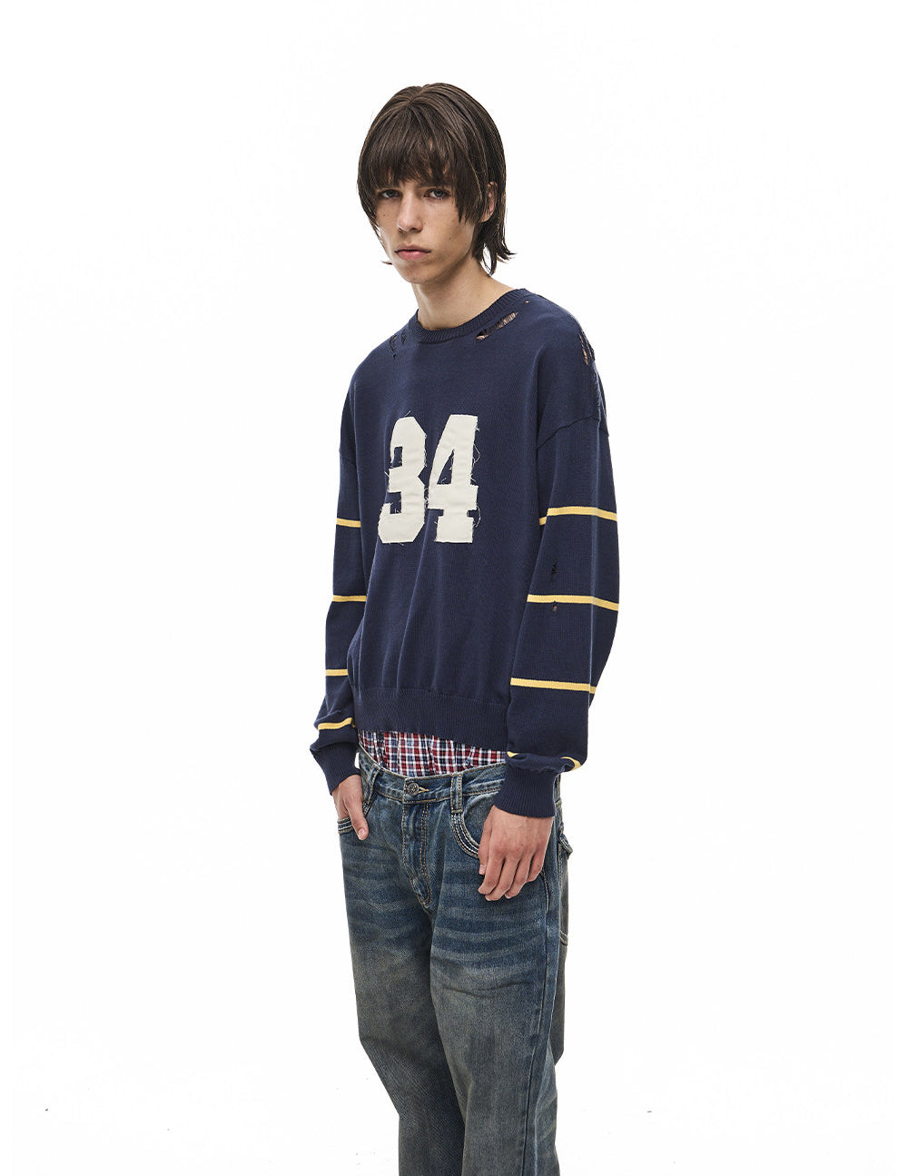 Patch-Embroidered Knit Pullover Sweater