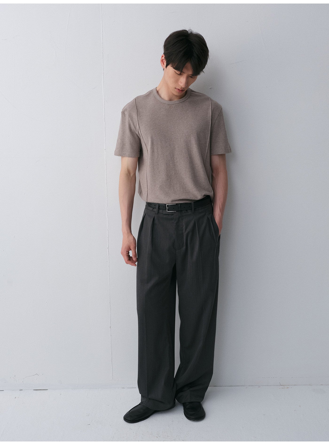 Wool Double-Pleated Casual Pants