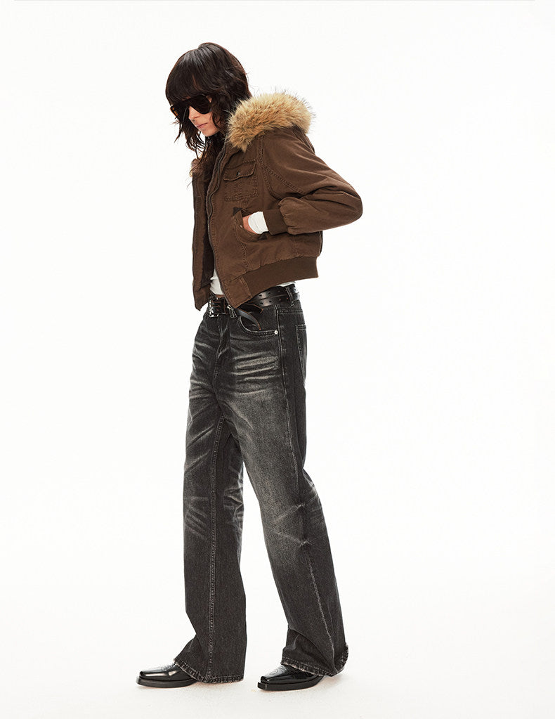 Vintage-style Washed Fade Jeans