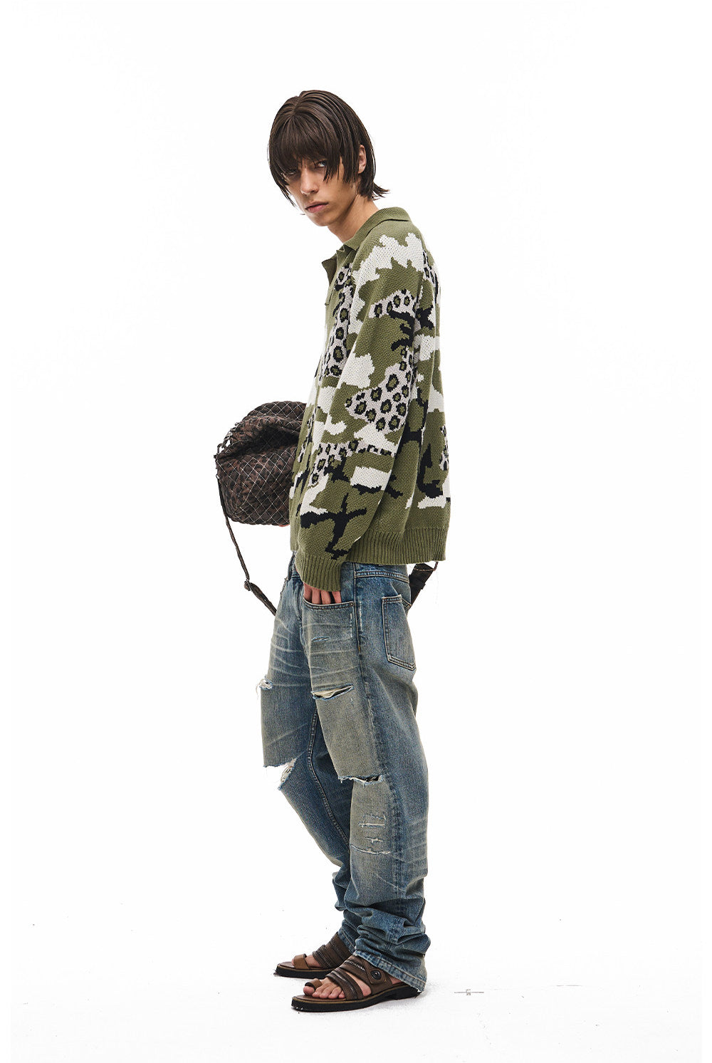 Retro Camouflage Leopard-Print Casual Knit