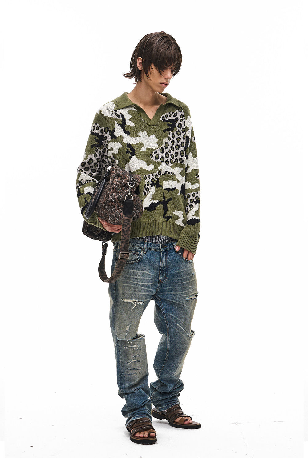 Retro Camouflage Leopard-Print Casual Knit