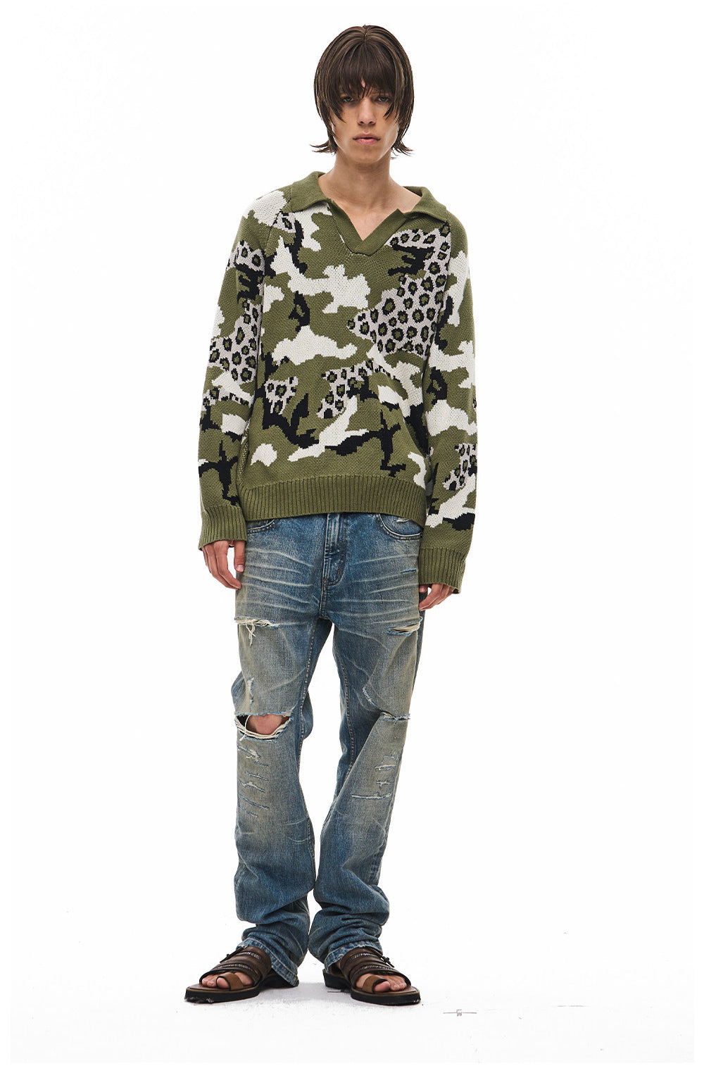 Retro Camouflage Leopard-Print Casual Knit