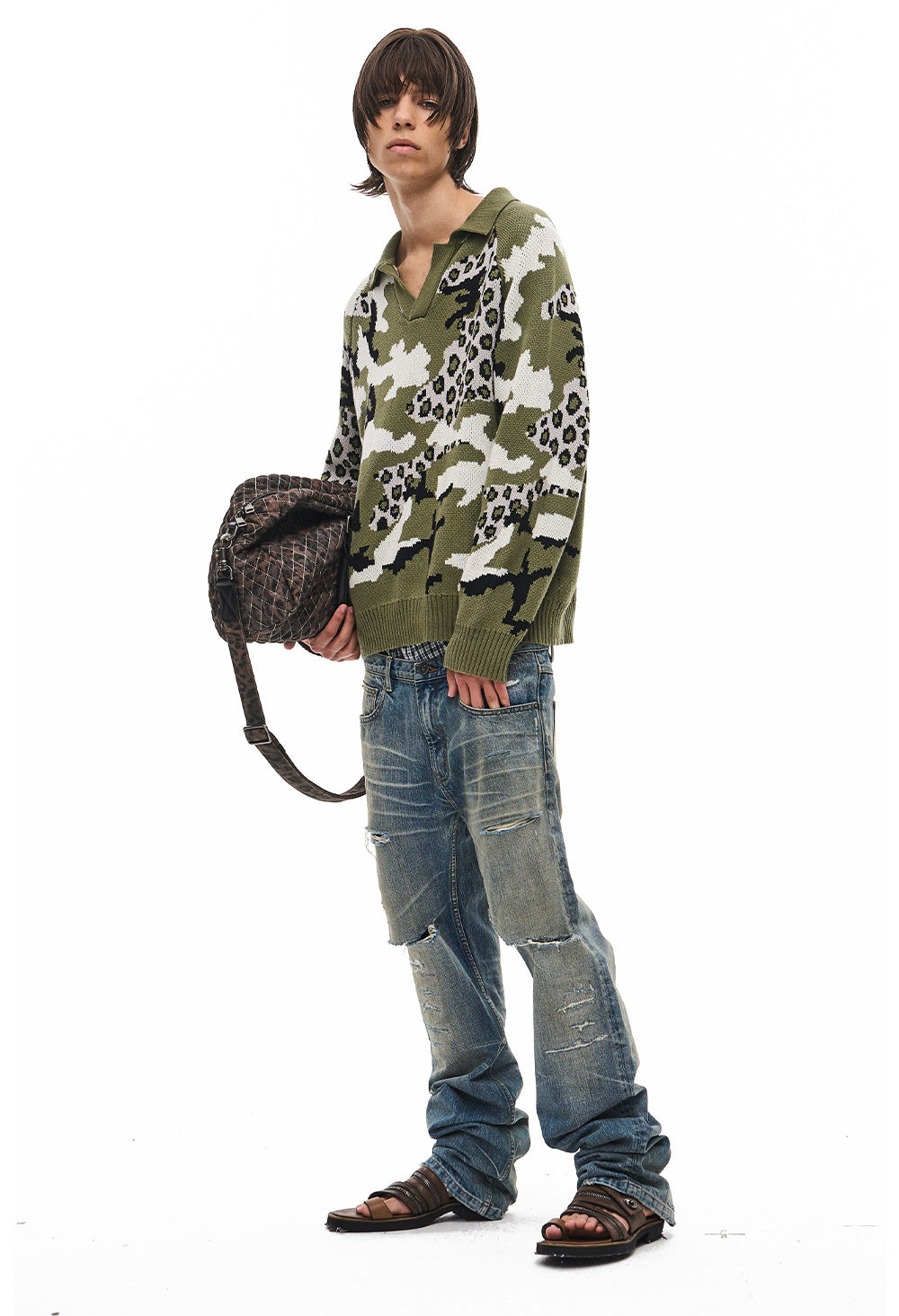 Retro Camouflage Leopard-Print Casual Knit