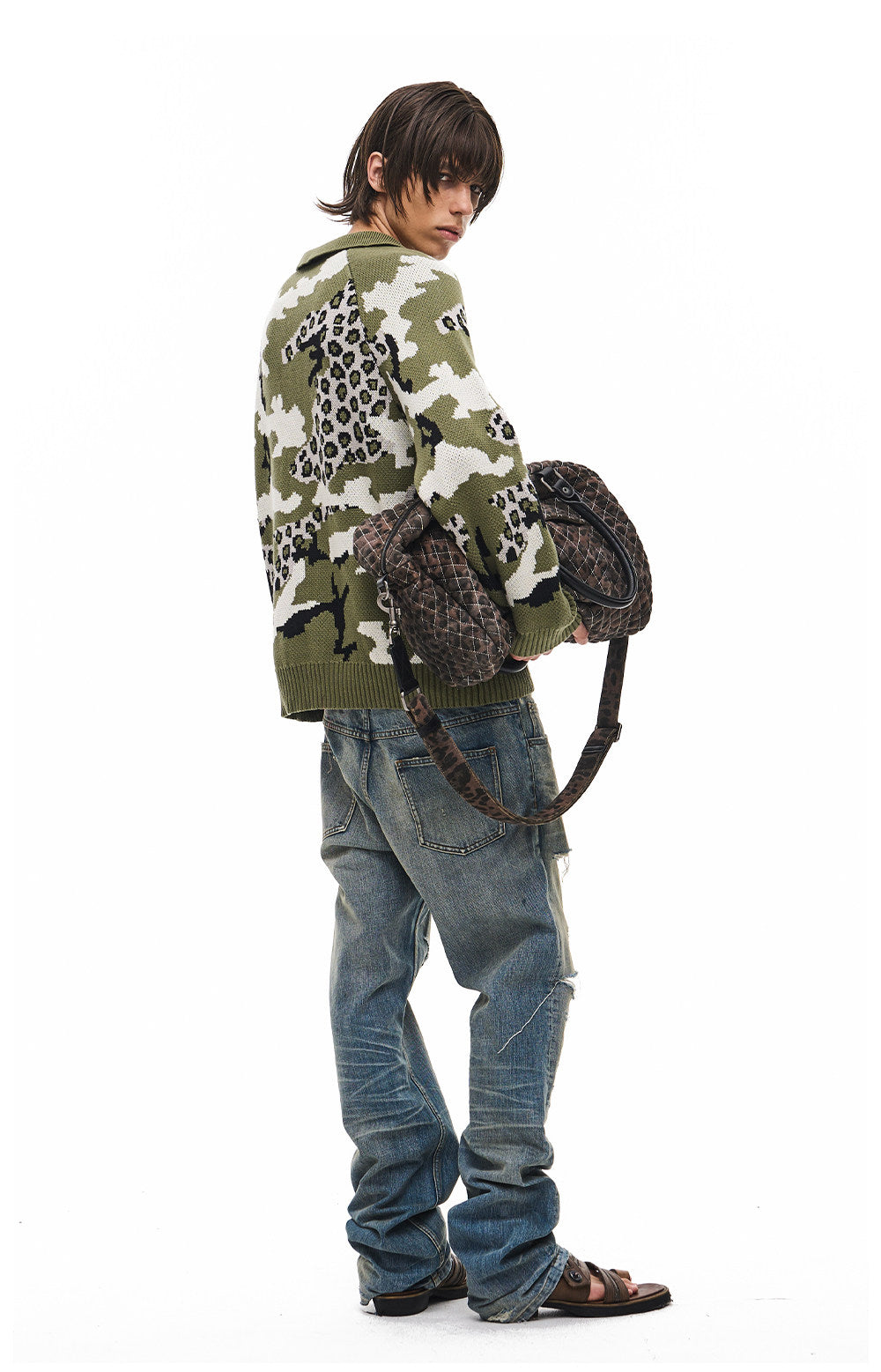 Retro Camouflage Leopard-Print Casual Knit