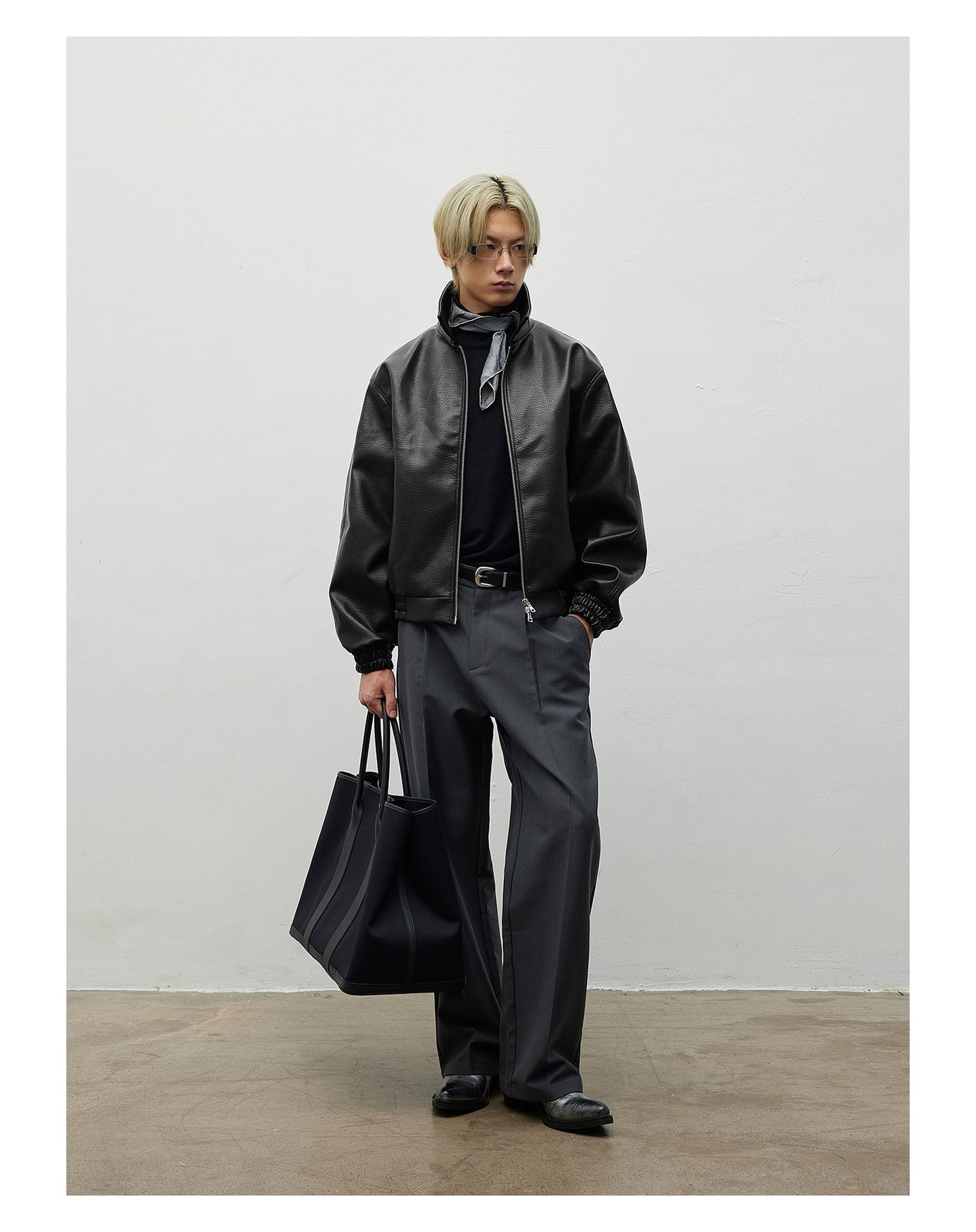 Textured Matte PU Leather Jacket