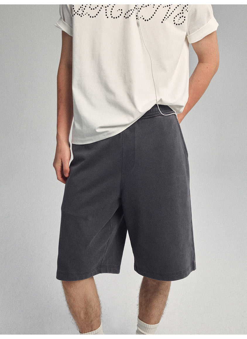 Vintage-Style Washed Sports Shorts
