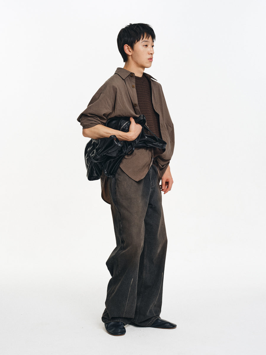 Smooth feel pleated shirt