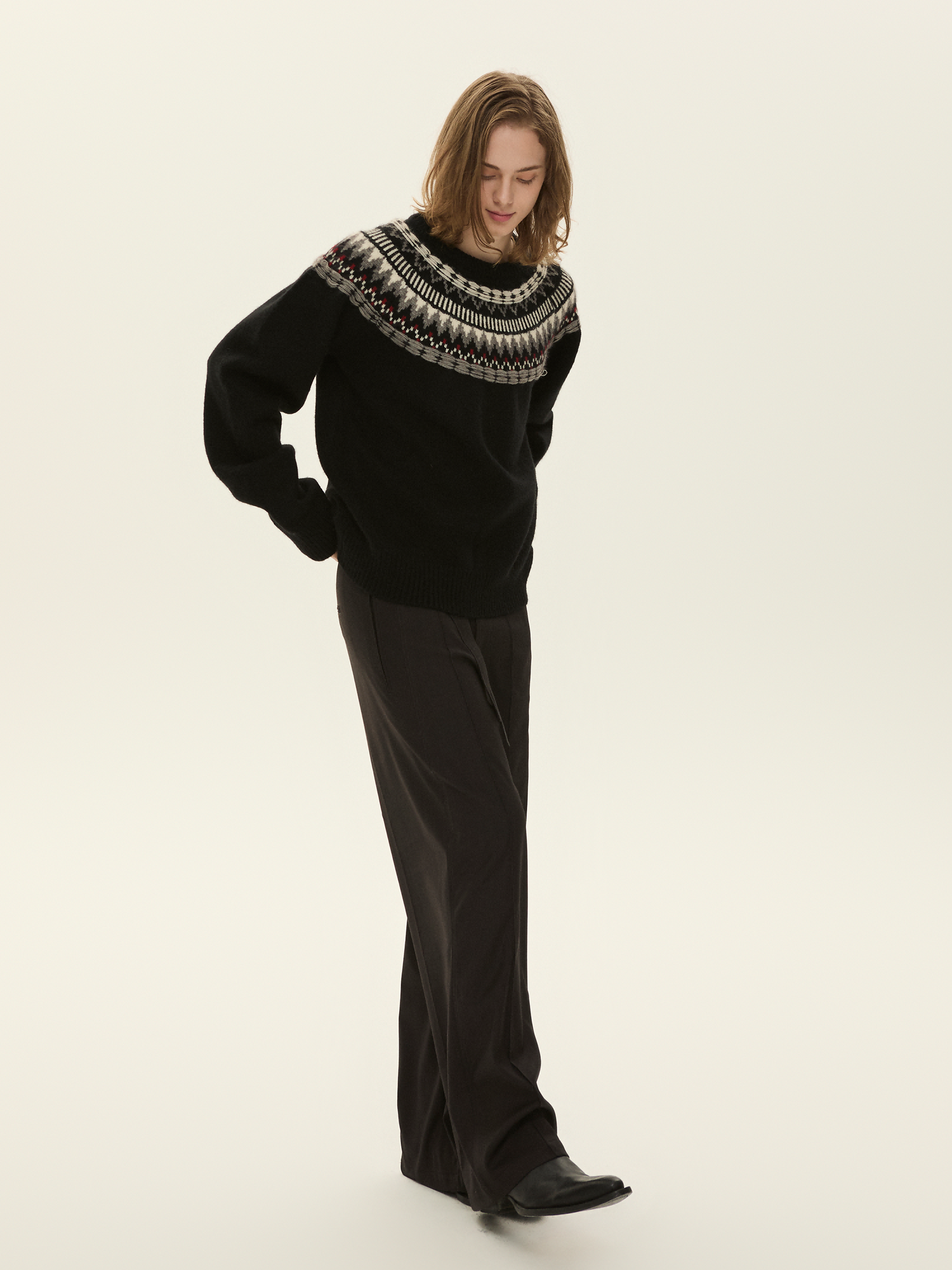 Jacquard Round Neck Sweater