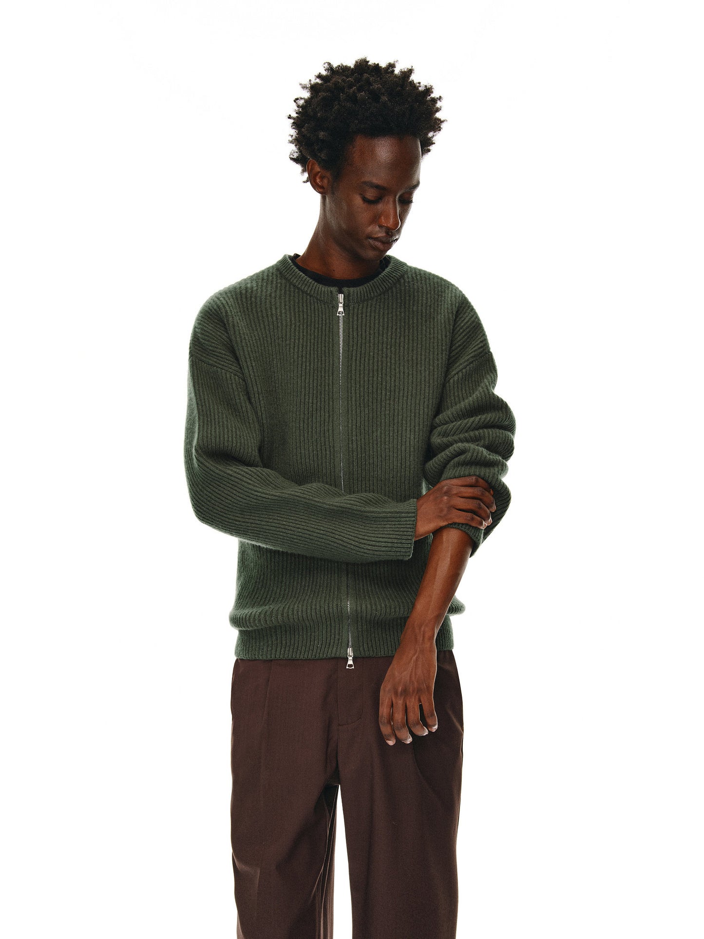 Heavyweight Rib Zipper Cardigan