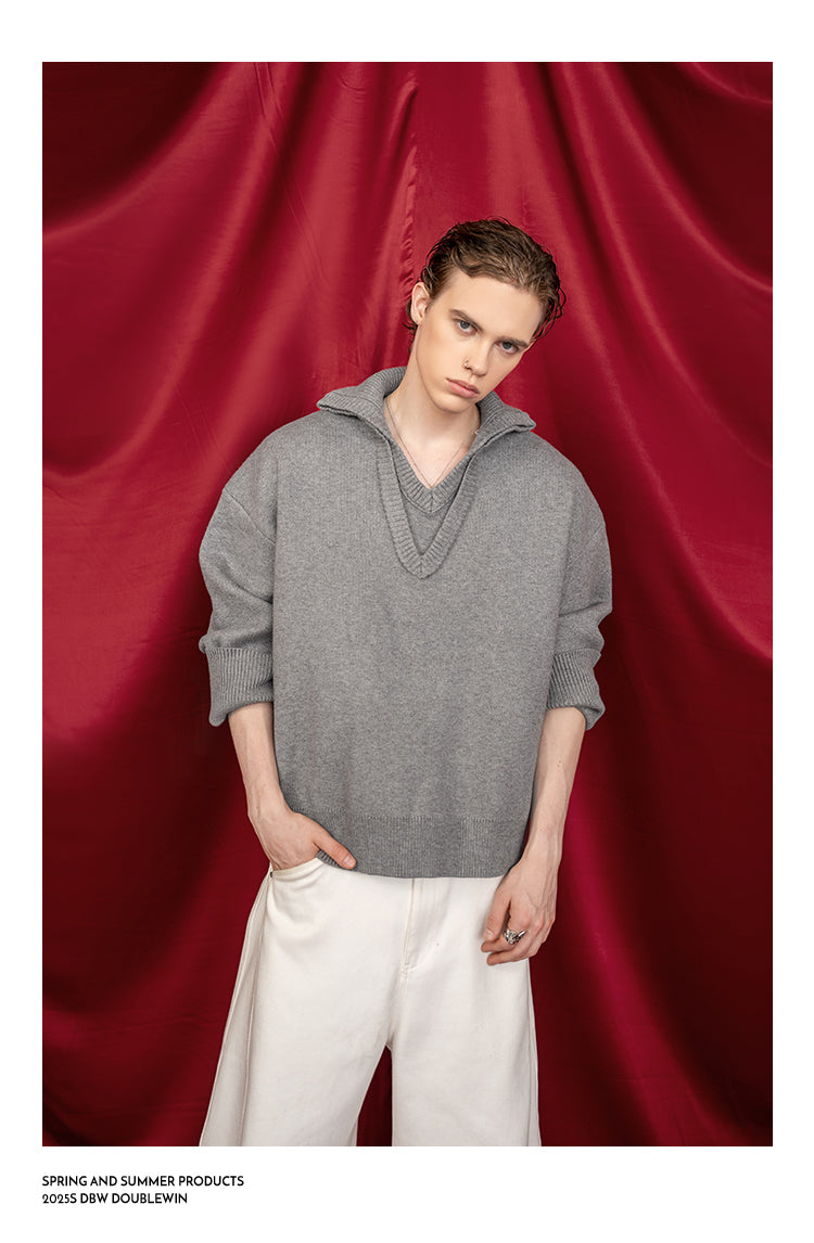 Double V-Neck Sweater