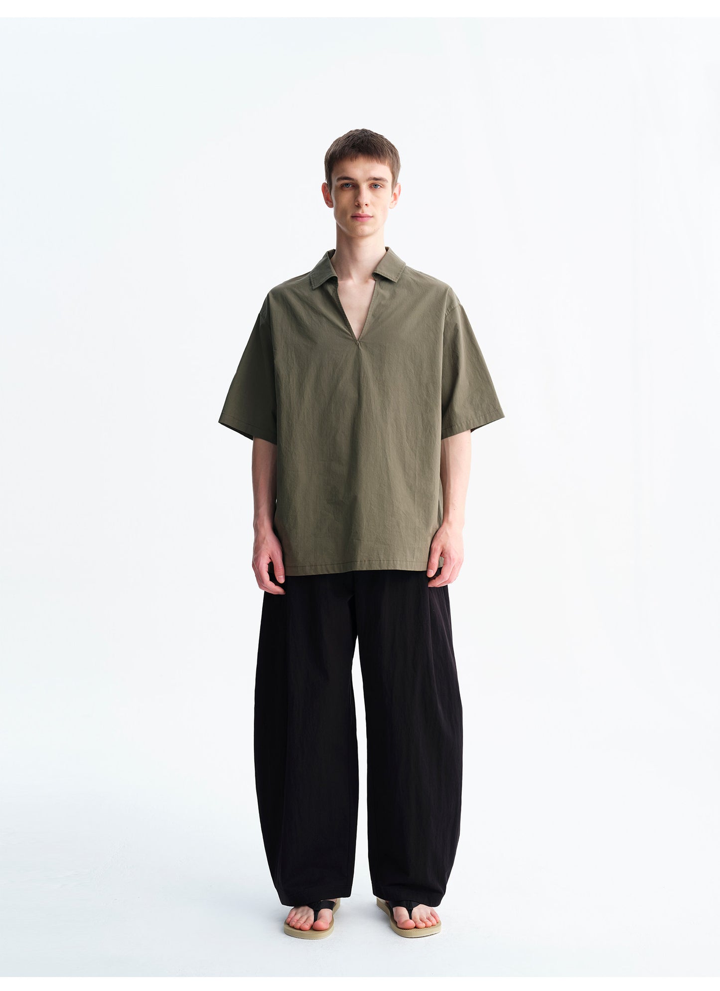Loose-Fit V-Neck Pullover Shirt