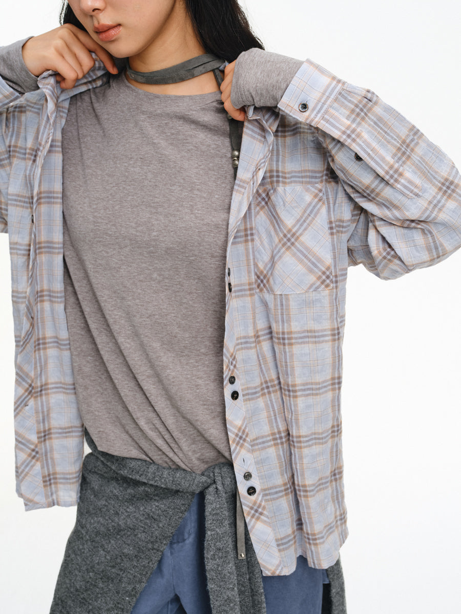 Multi-button Checkered Shirt