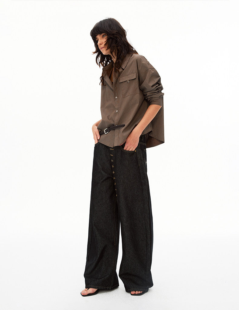 Button-down Design Denim Pants