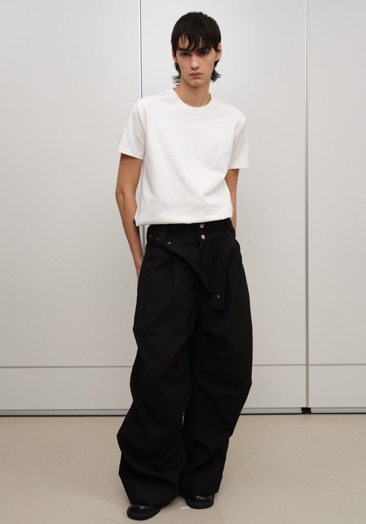 Double Waist Belt Casual Pants