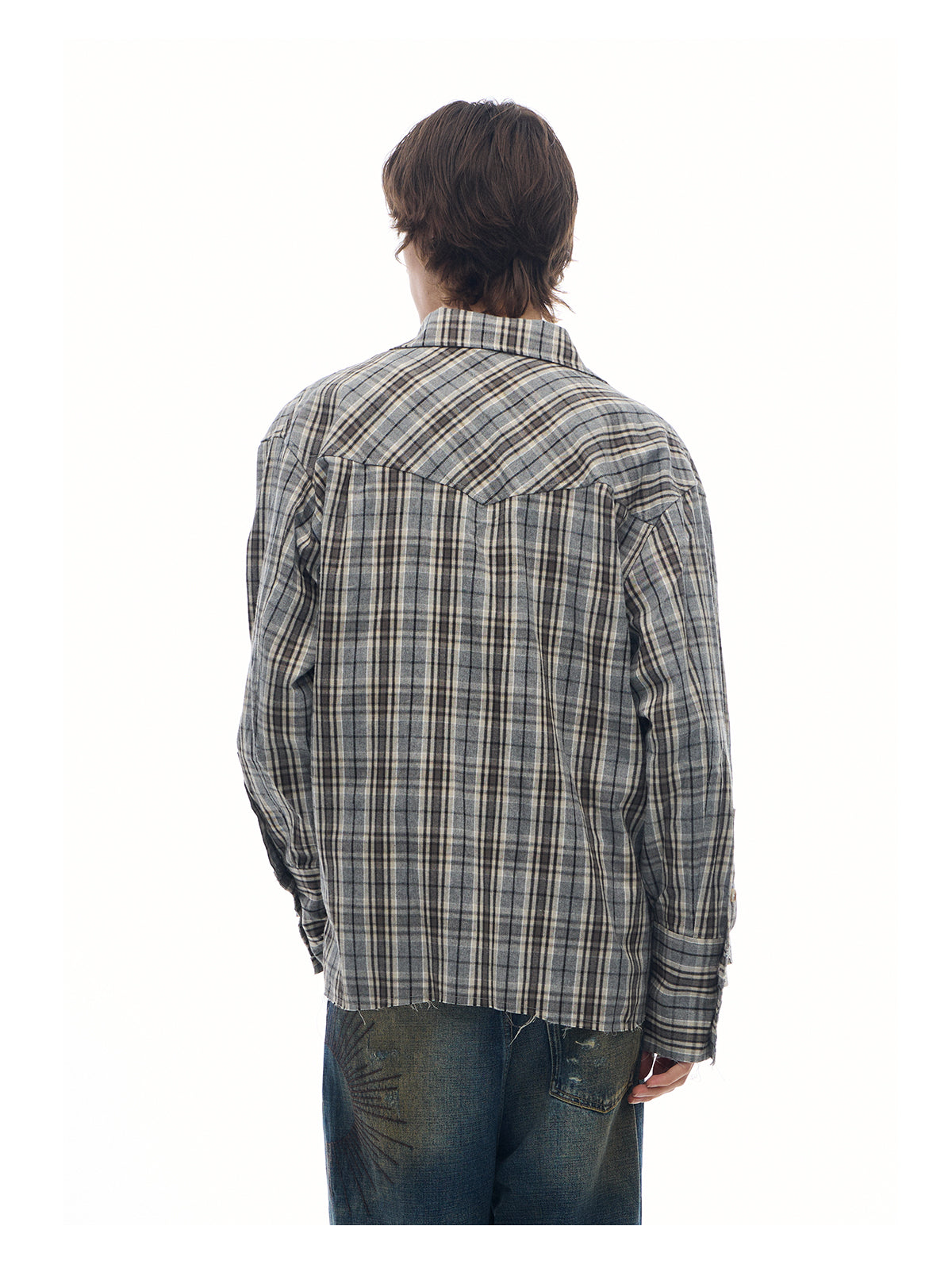 Faux Two-piece Check Blend Shirt