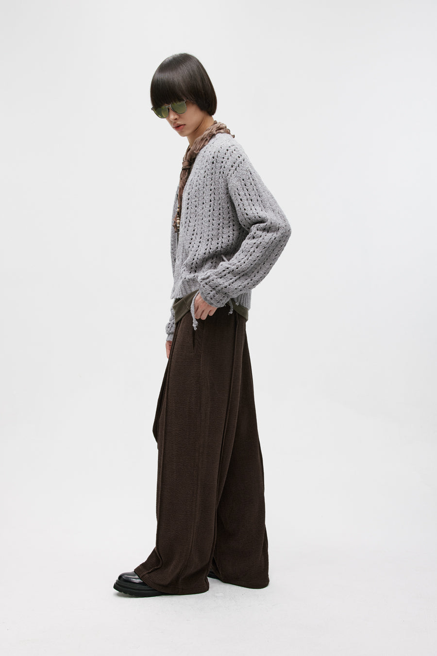 Double Belt Center Seam Wide Pants