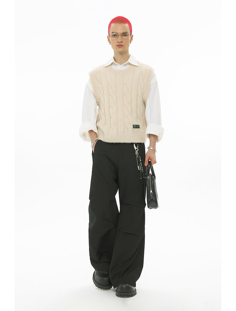 Heavy twill multilayer deconstructed diamond wide pants