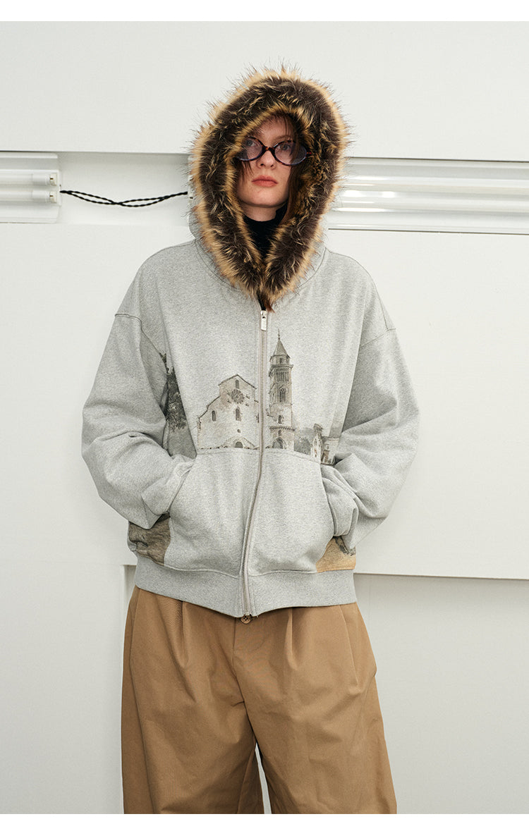 Sweatshirt with detachable collar hood