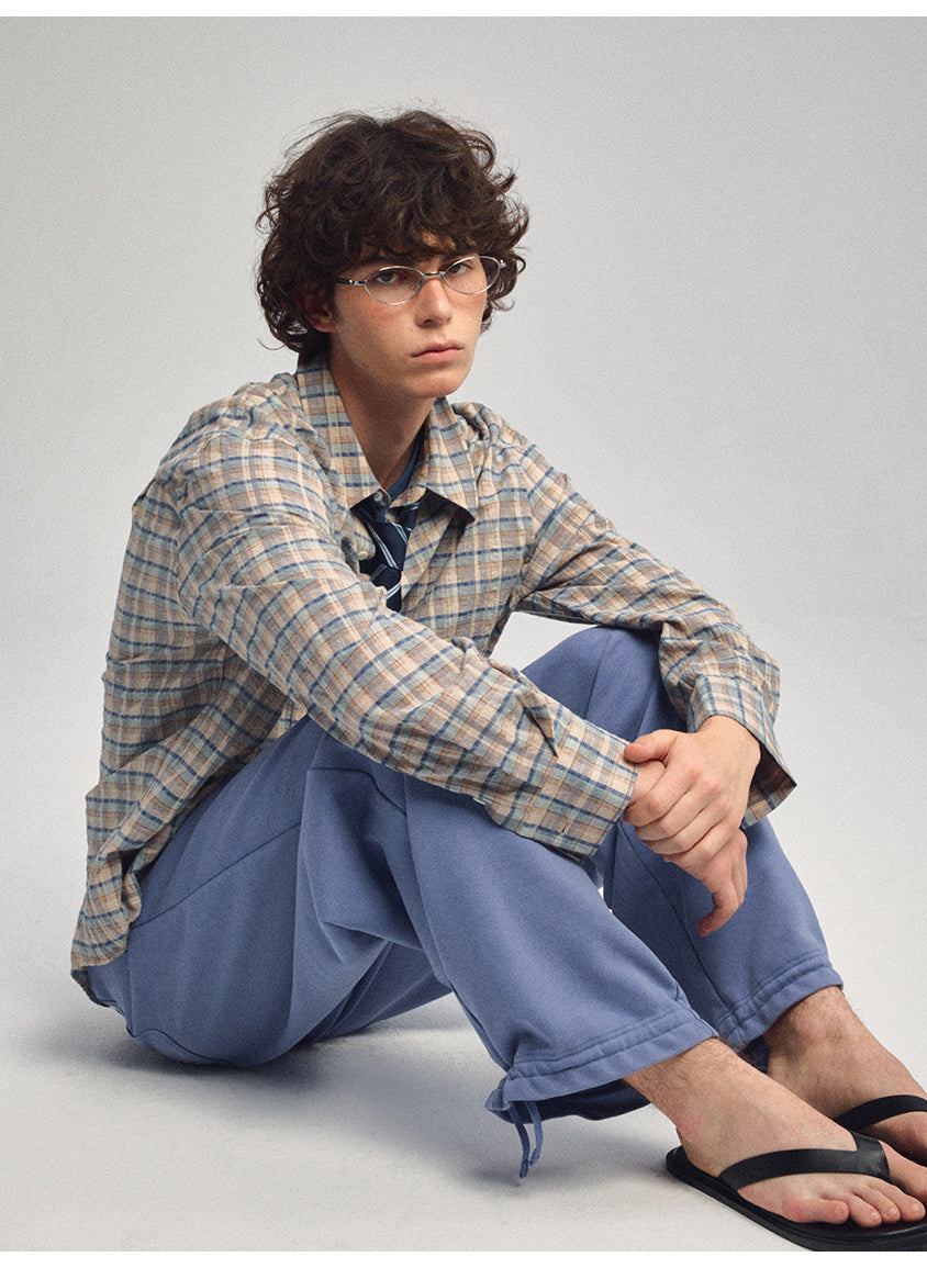 Square-Collar Silhouette Casual Shirt