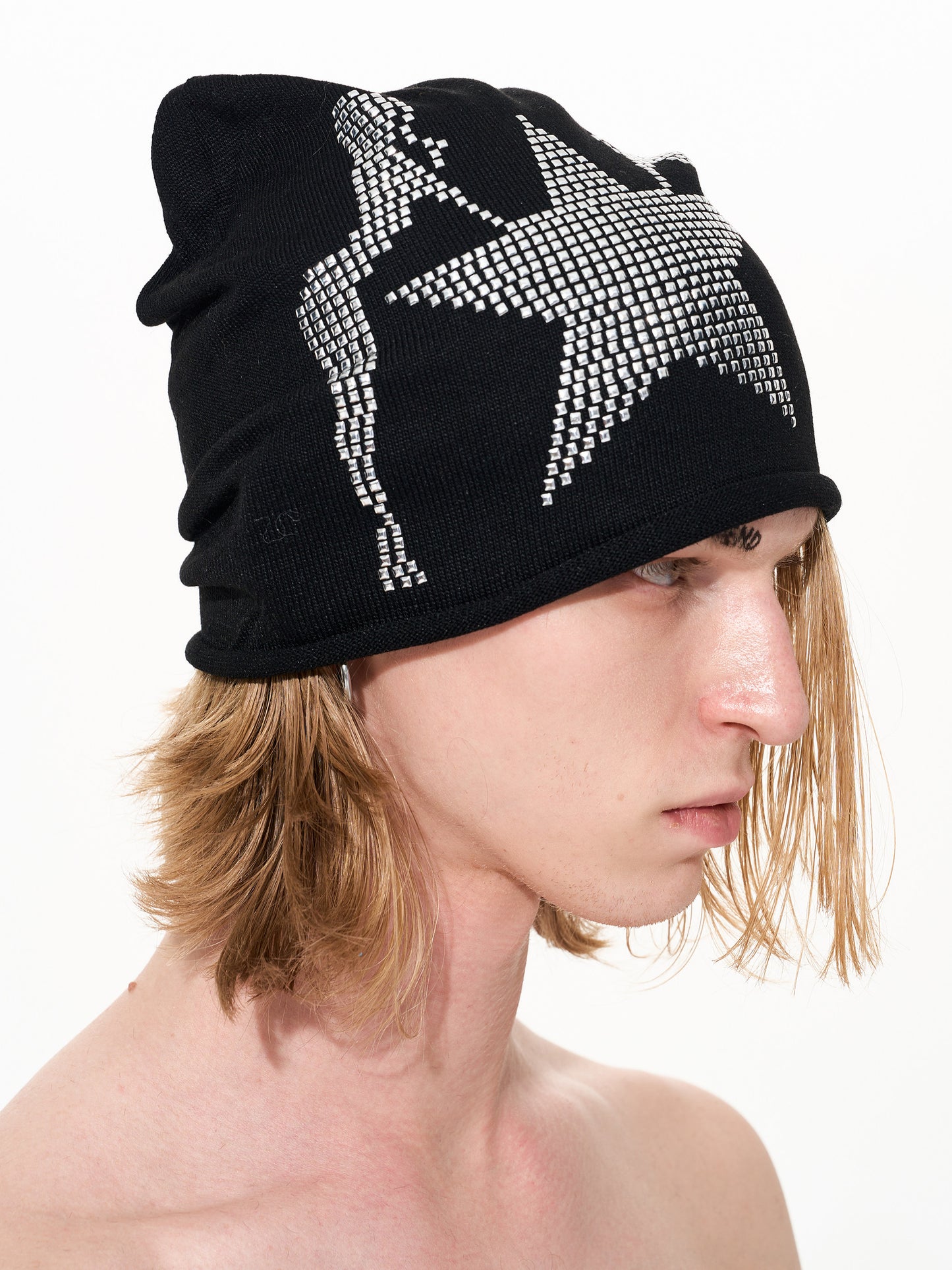 Stud Print Knit Cap