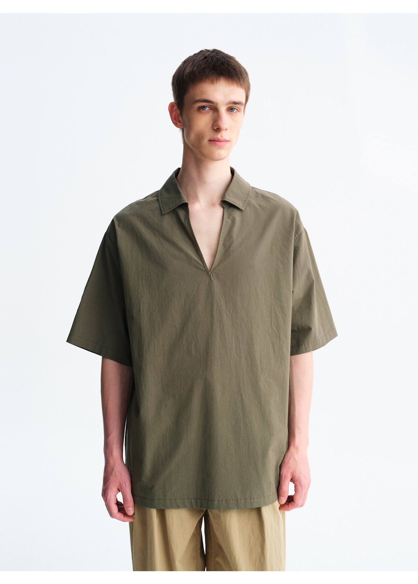 Loose-Fit V-Neck Pullover Shirt