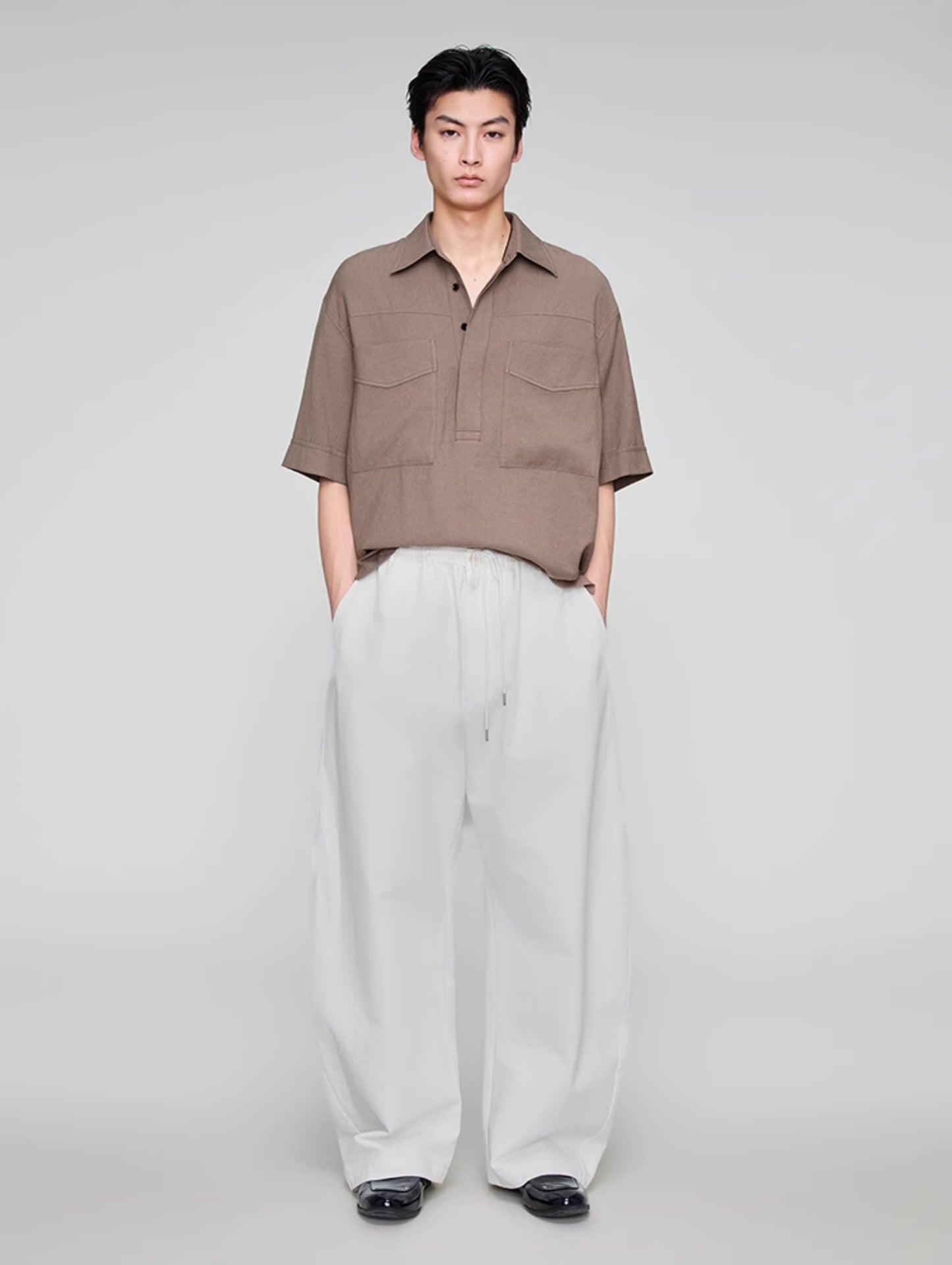 Retro Lapel Draped Casual Shirt