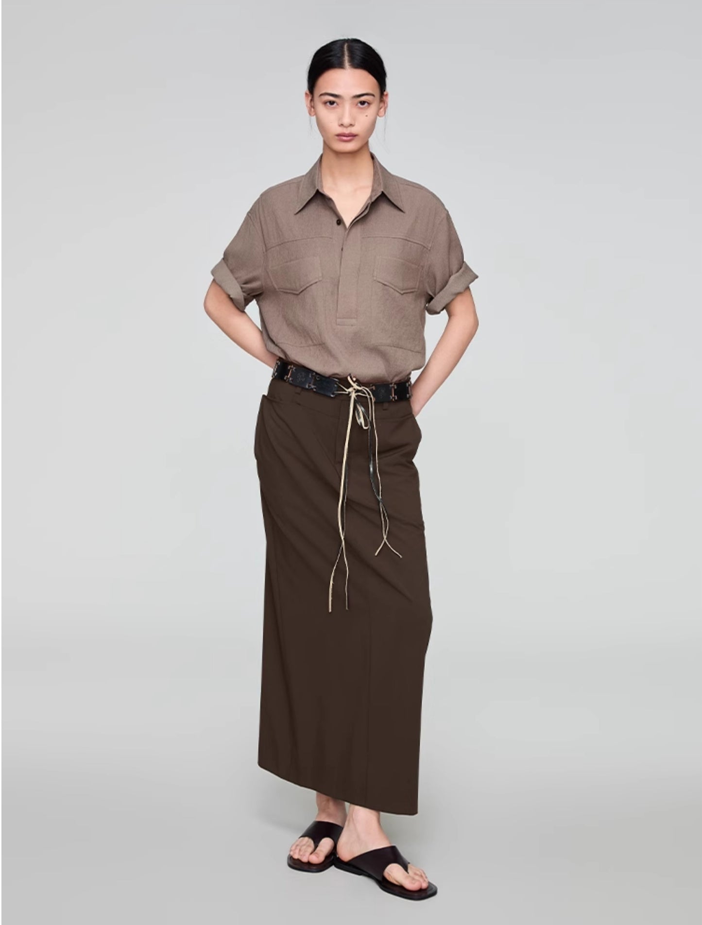 Retro Lapel Draped Casual Shirt