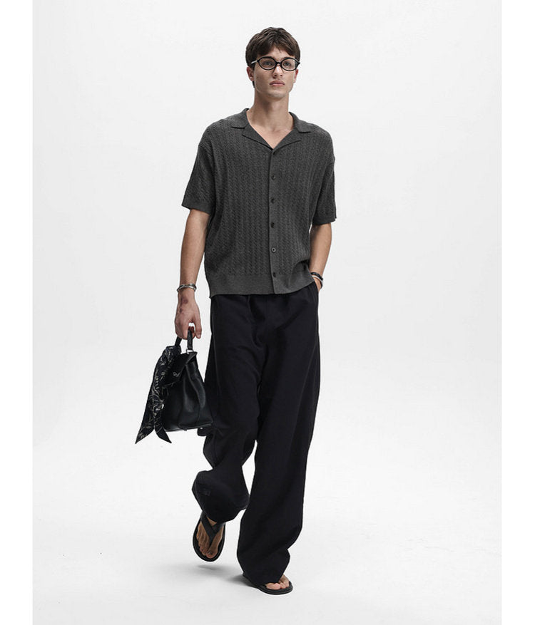 Turtleneck Button-Down Knit Shirt