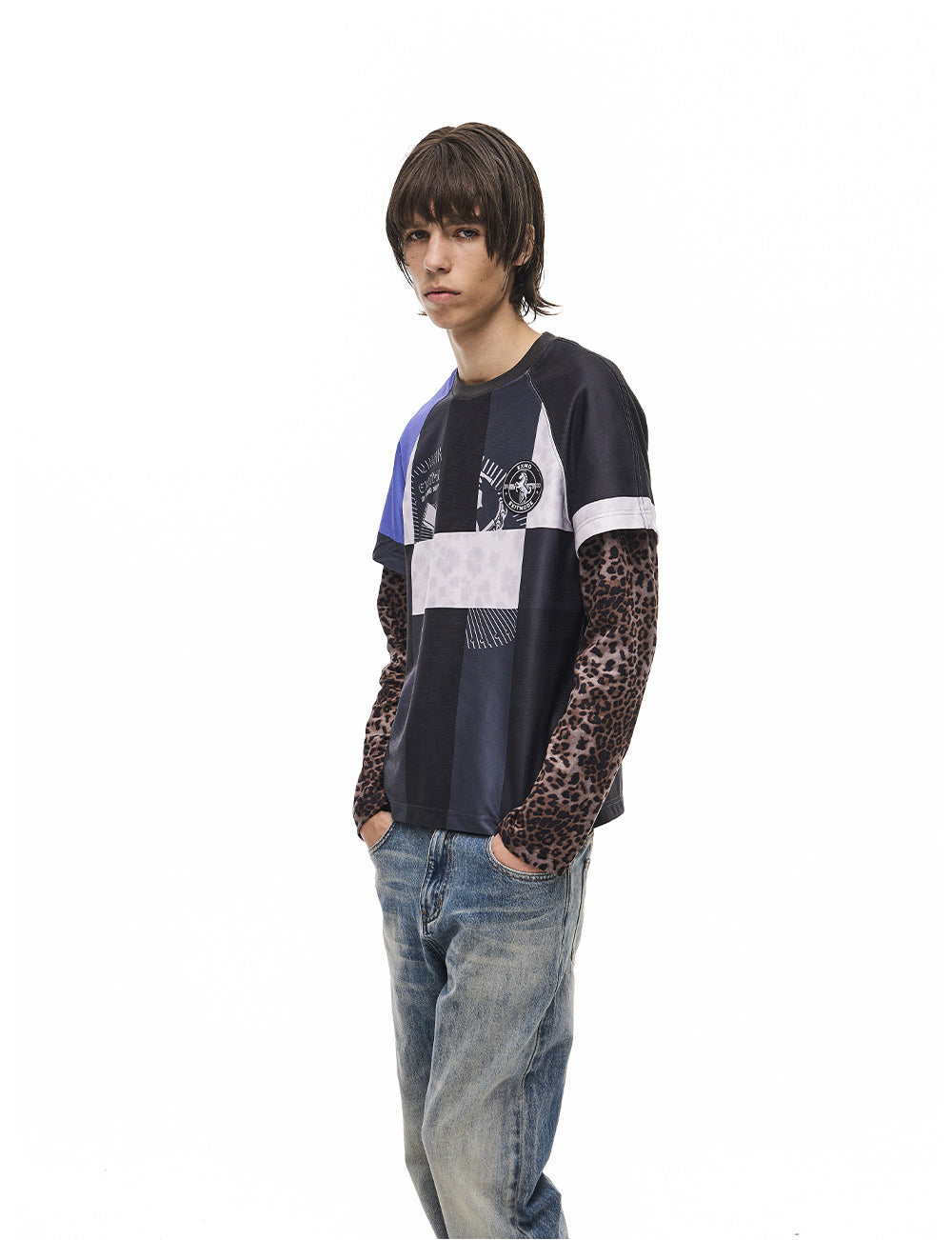Faux Two-Piece Digital-Print Jersey T-Shirt
