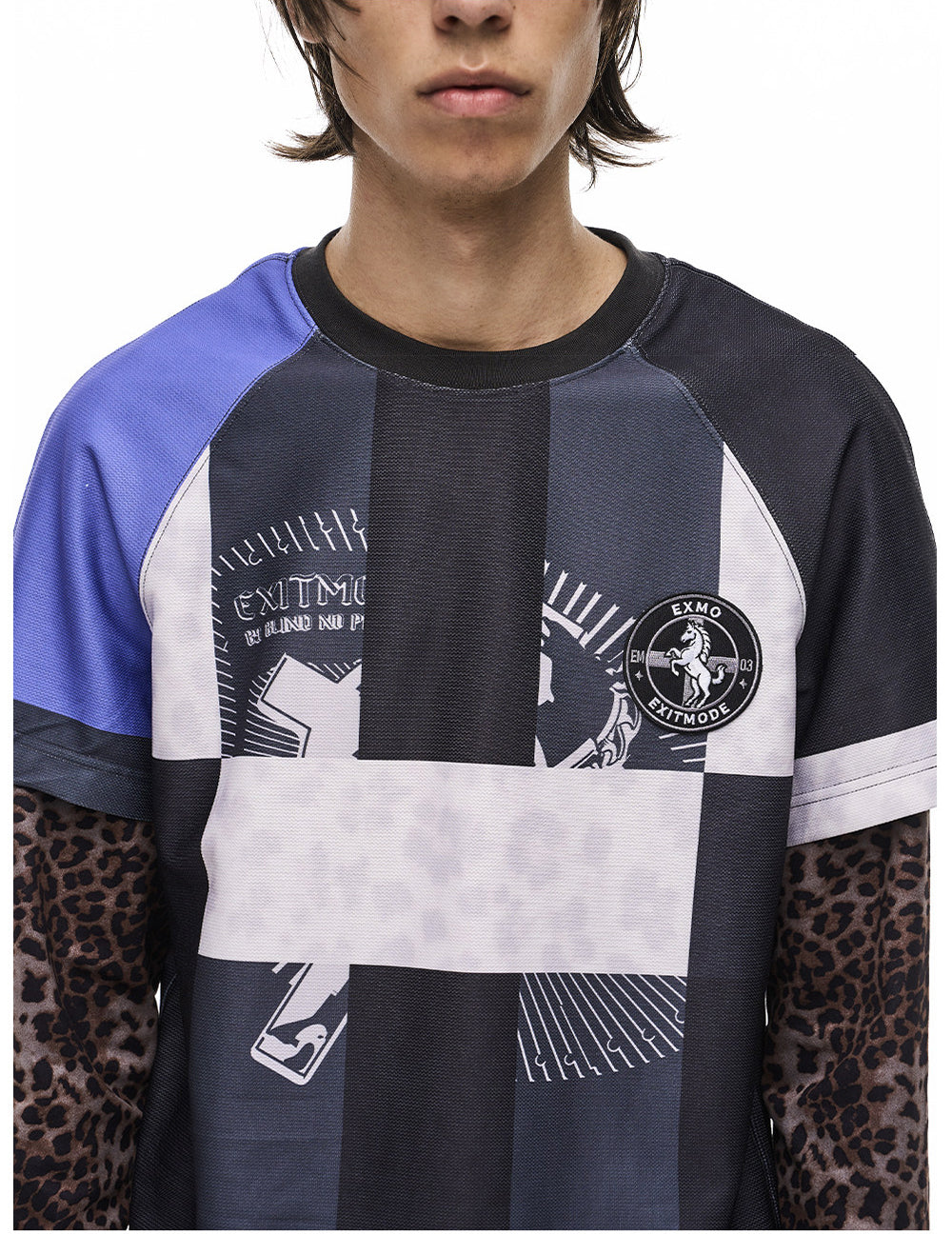 Faux Two-Piece Digital-Print Jersey T-Shirt