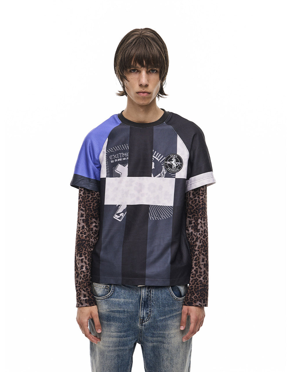 Faux Two-Piece Digital-Print Jersey T-Shirt