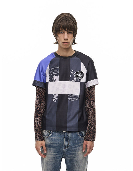 Faux Two-Piece Digital-Print Jersey T-Shirt