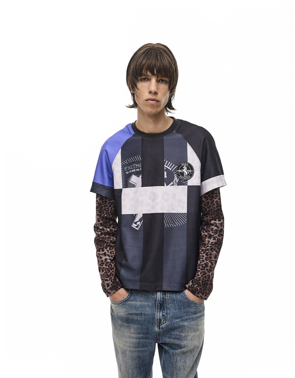 Faux Two-Piece Digital-Print Jersey T-Shirt
