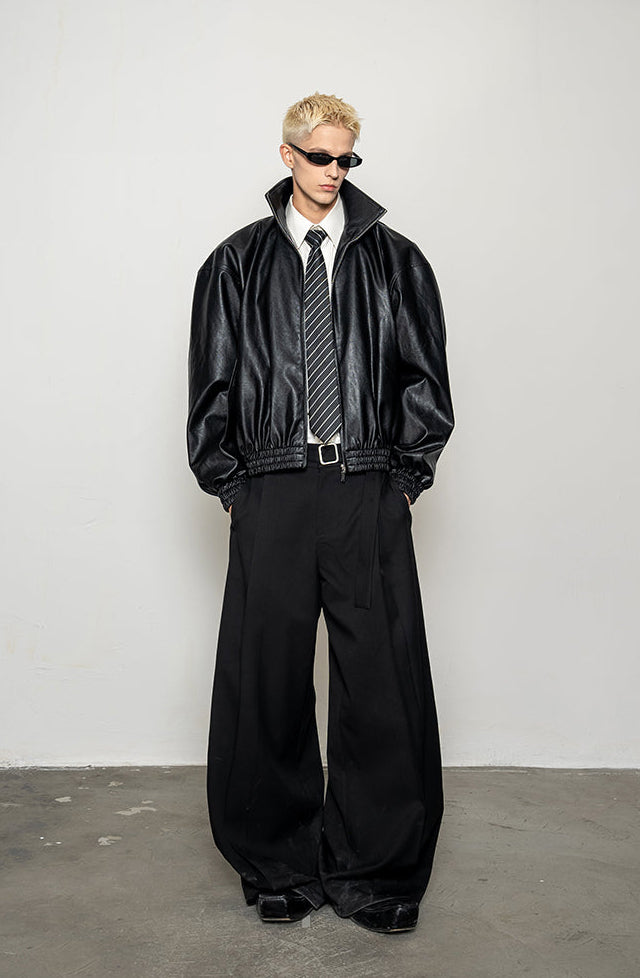 Draping Leather Jacket