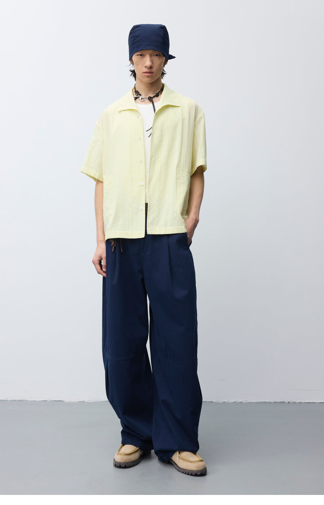 Washed Multi-Pleated Casual Pants