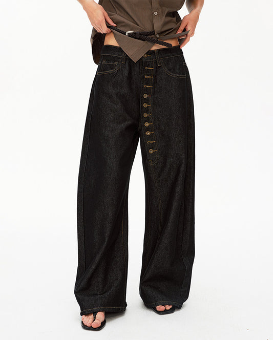 Button-down Design Denim Pants
