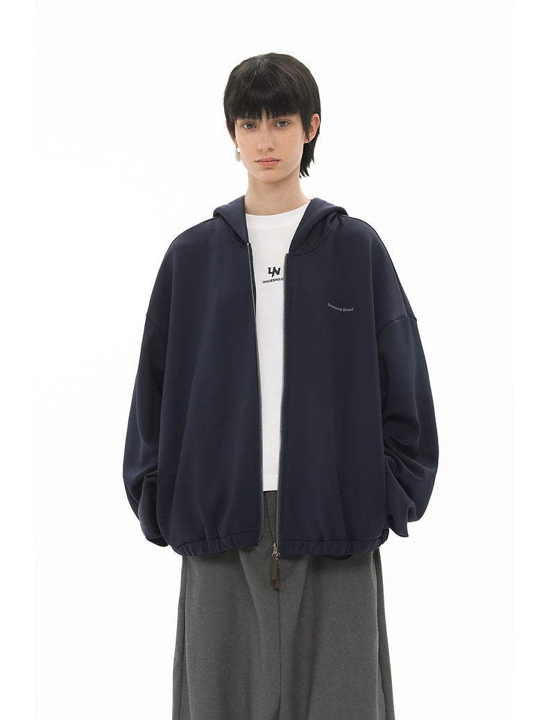 Clean-fit silhouette hooded double-pull sweatshirt