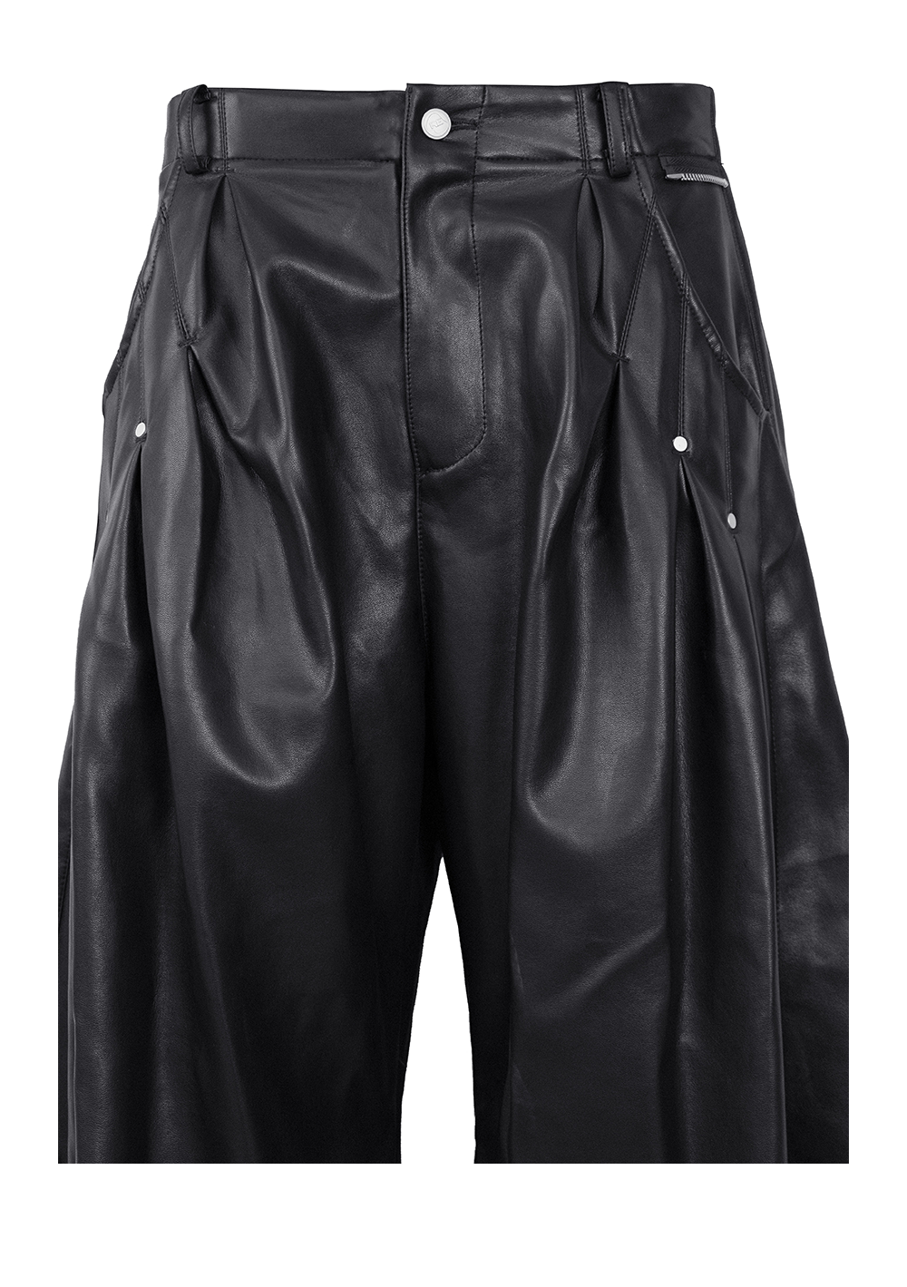 Stud Button Leather Pants