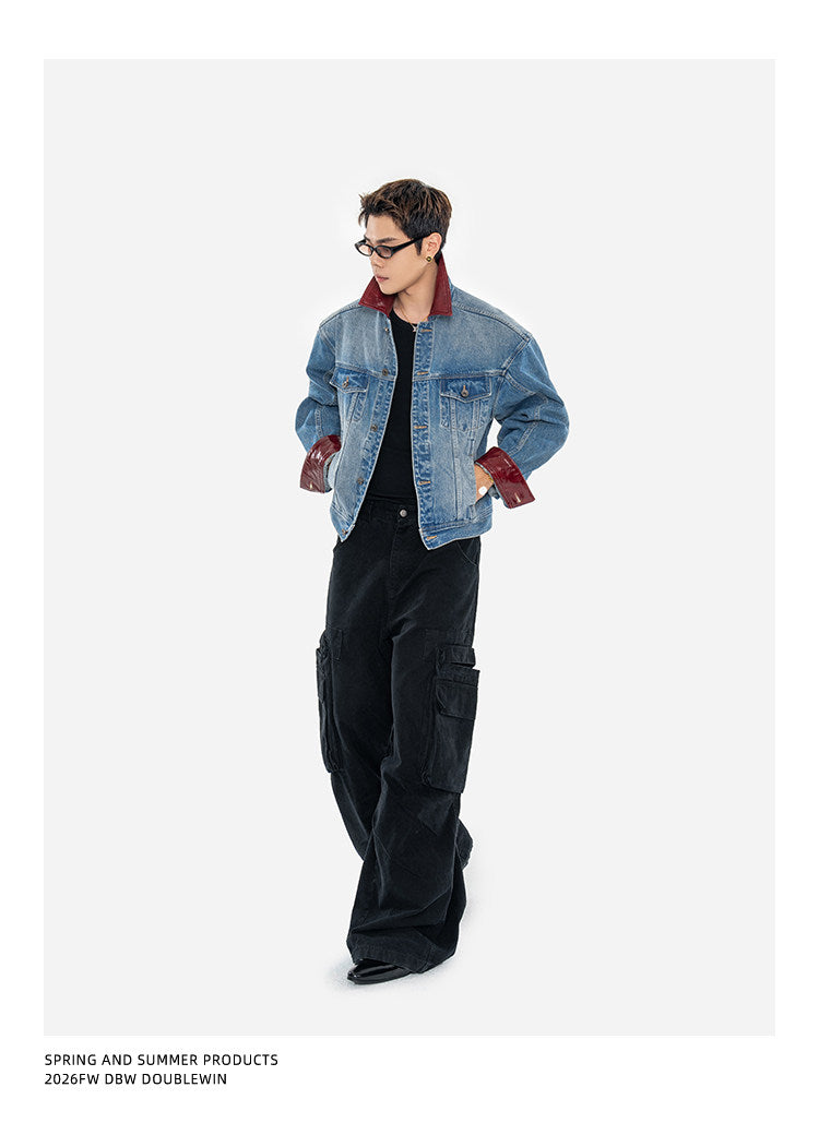 Oil-Waxed Leather Denim Jacket