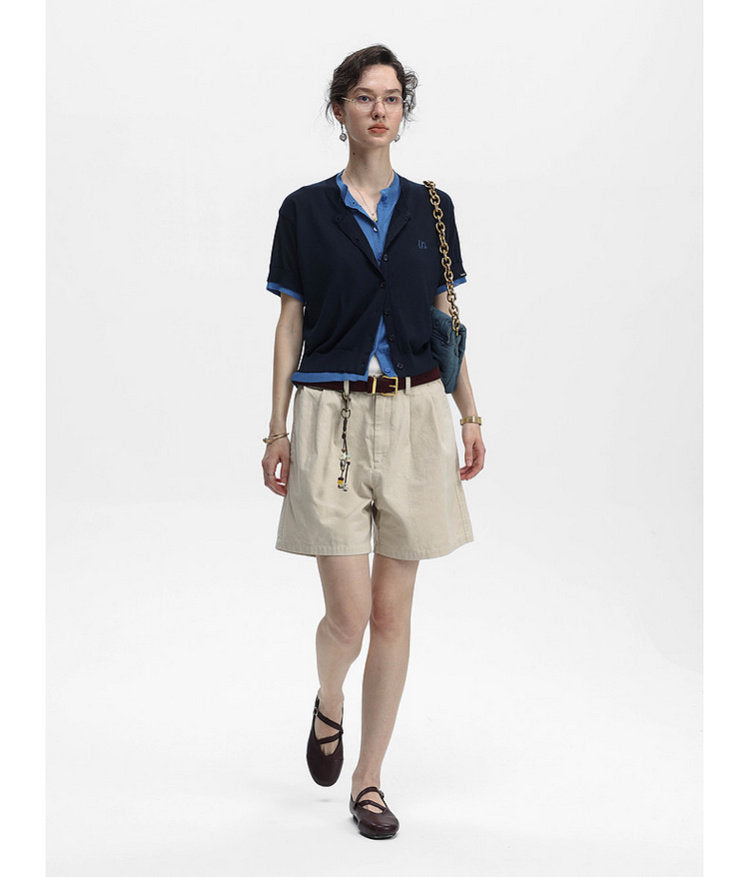 Faux Two-Piece Knit Cardigan