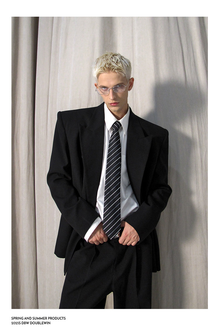 High-Quality Wool Blend Black Suit