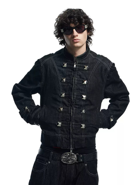 Punk Street Stand Collar Denim Jacket