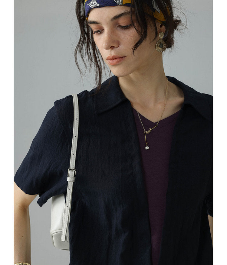 Faux Two-Piece V-Neck Pullover Shirt