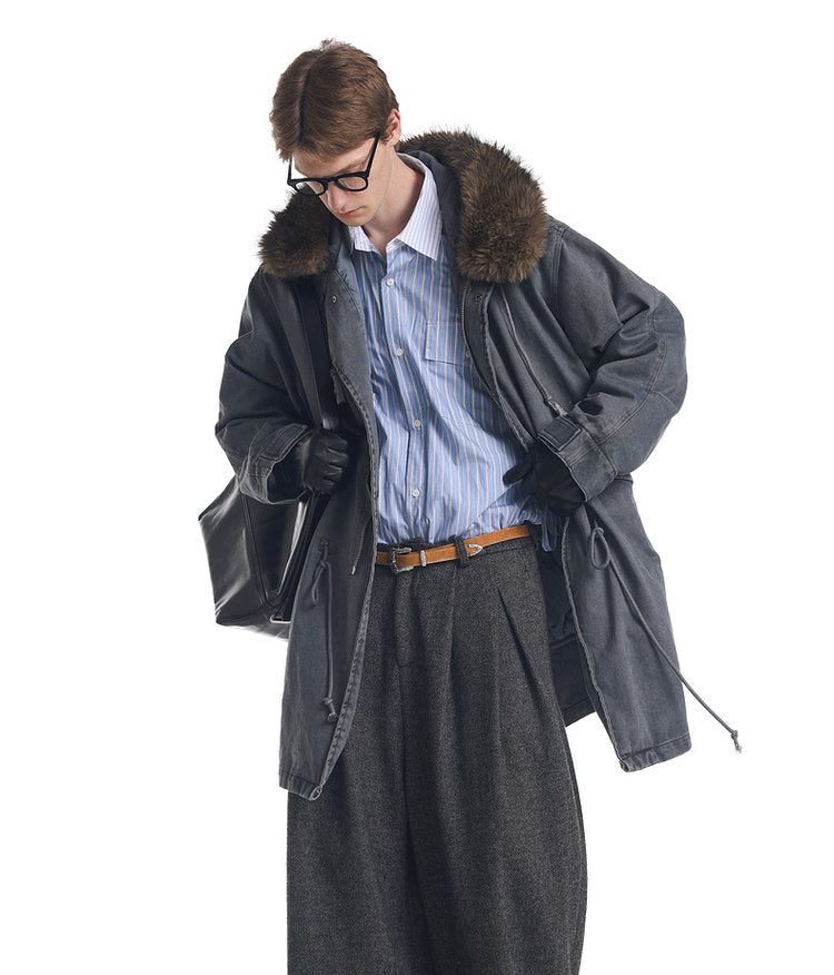 Damage-Washed Hooded Jacket